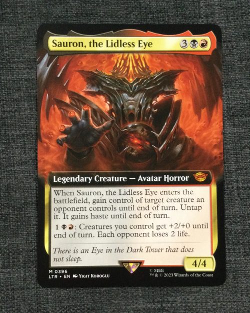 Sauron, the Lidless Eye (Extended Art) - MTG Proxy: Universes Beyond The Lord of the Rings: Tales of Middle-earth