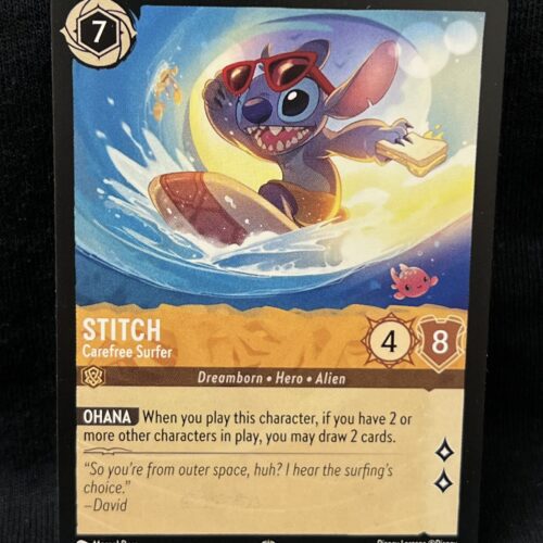 Stitch - Carefree Surfer - Disney's Lorcana Card Proxy