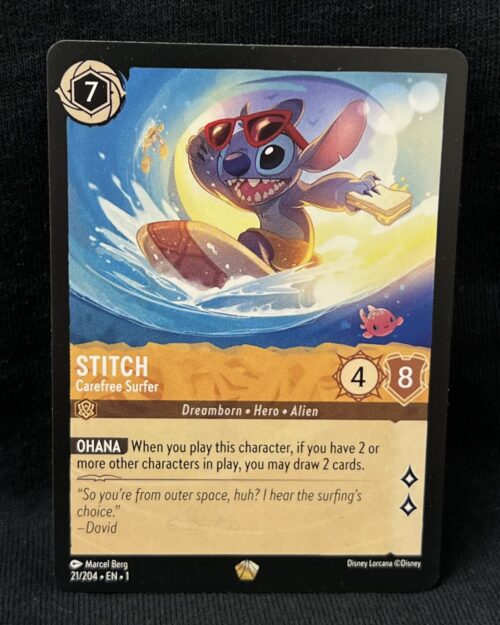 Stitch - Carefree Surfer - Disney's Lorcana Card Proxy